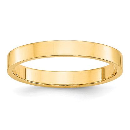 10k Yellow Gold 3mm Lightweight Flat Wedding Band Ring