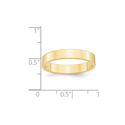10k Yellow Gold 4mm Lightweight Flat Wedding Band Ring