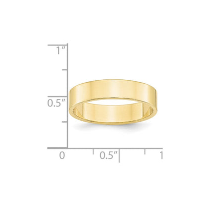 10k Yellow Gold 5mm Lightweight Flat Wedding Band Ring