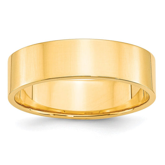 10k Yellow Gold 6mm Lightweight Flat Wedding Band Ring