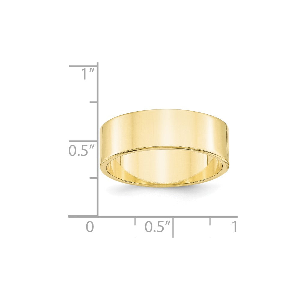 10k Yellow Gold 7mm Lightweight Flat Wedding Band Ring