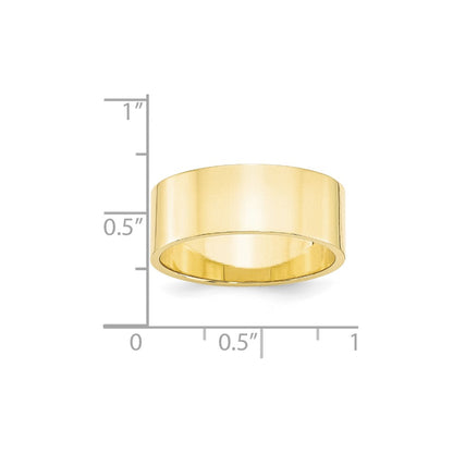 10k Yellow Gold 8mm Lightweight Flat Wedding Band Ring