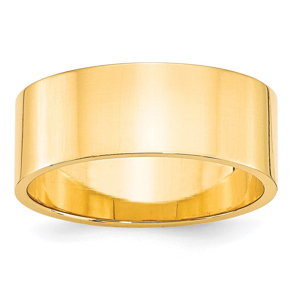 10k Yellow Gold 8mm Lightweight Flat Wedding Band Ring