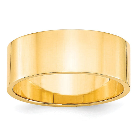 10k Yellow Gold 8mm Lightweight Flat Wedding Band Ring