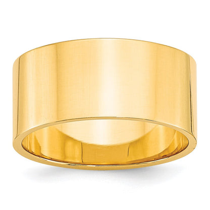 10k Yellow Gold 10mm Lightweight Flat Wedding Band Ring