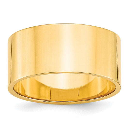 10k Yellow Gold 10mm Lightweight Flat Wedding Band Ring