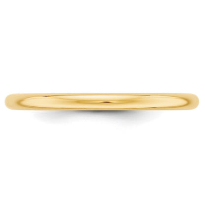 10k Yellow Gold 2mm Half Round Wedding Band Ring