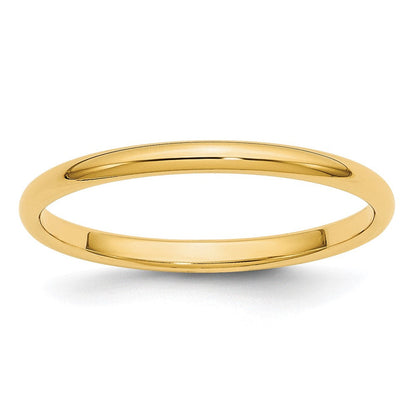 10k Yellow Gold 2mm Half Round Wedding Band Ring