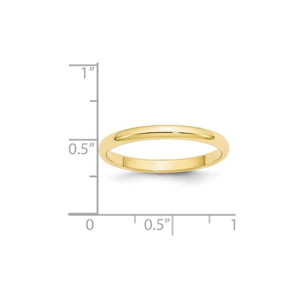 10k Yellow Gold 2.5mm Half Round Wedding Band Ring