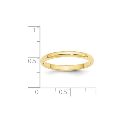 10k Yellow Gold 2.5mm Half Round Wedding Band Ring