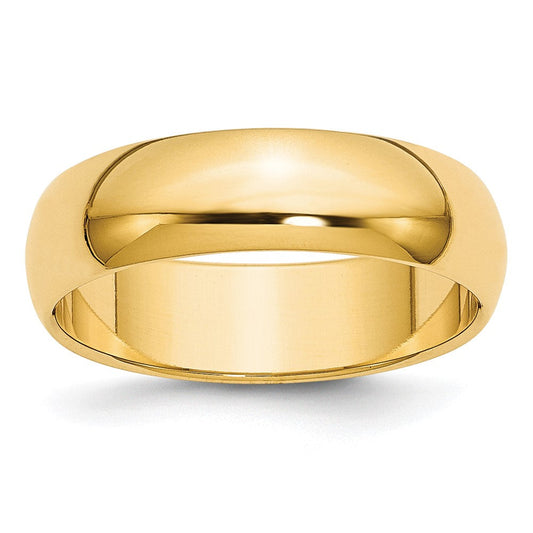 10k Yellow Gold 6mm Half Round Wedding Band Ring