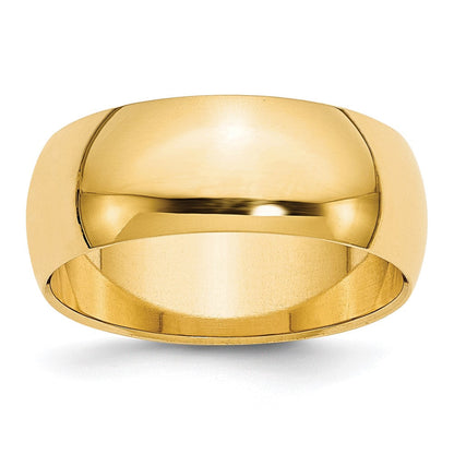 10k Yellow Gold 8mm Half Round Wedding Band Ring