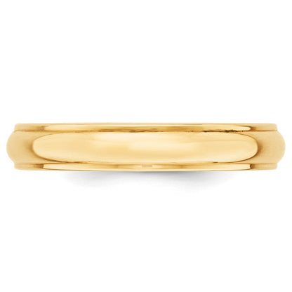 10k Yellow Gold 4mm Half Round with Edge Wedding Band Ring