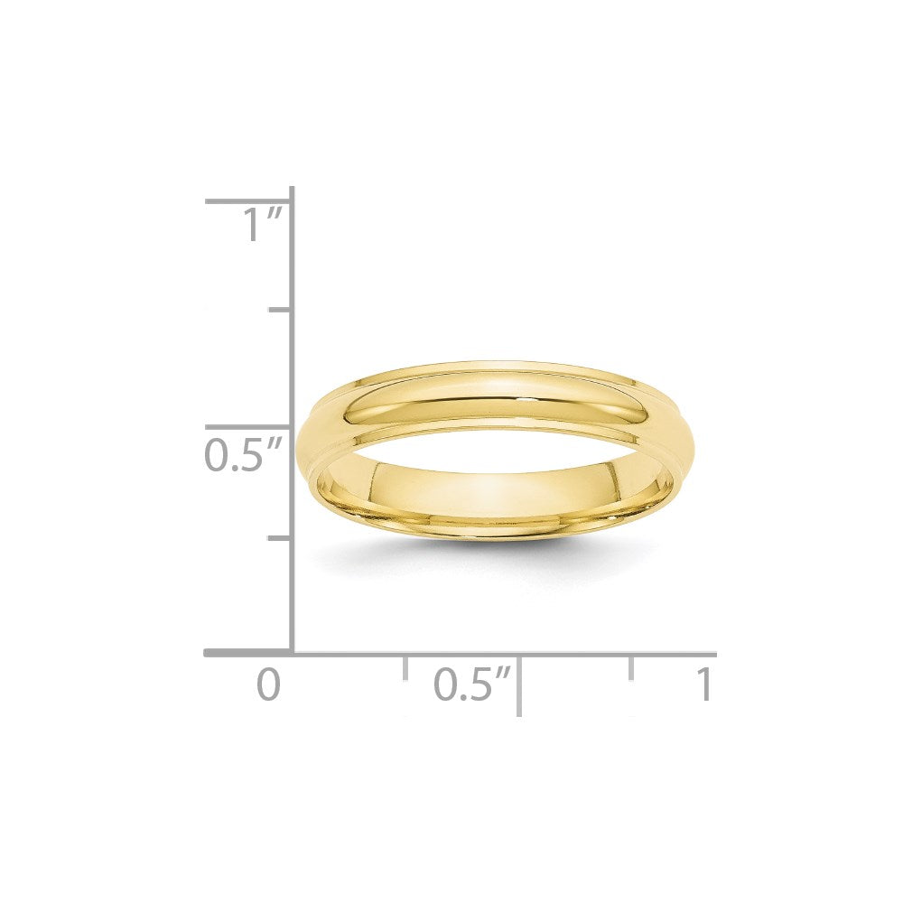 10k Yellow Gold 4mm Half Round with Edge Wedding Band Ring