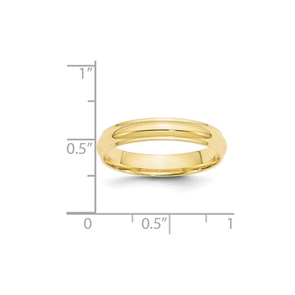 10k Yellow Gold 4mm Half Round with Edge Wedding Band Ring