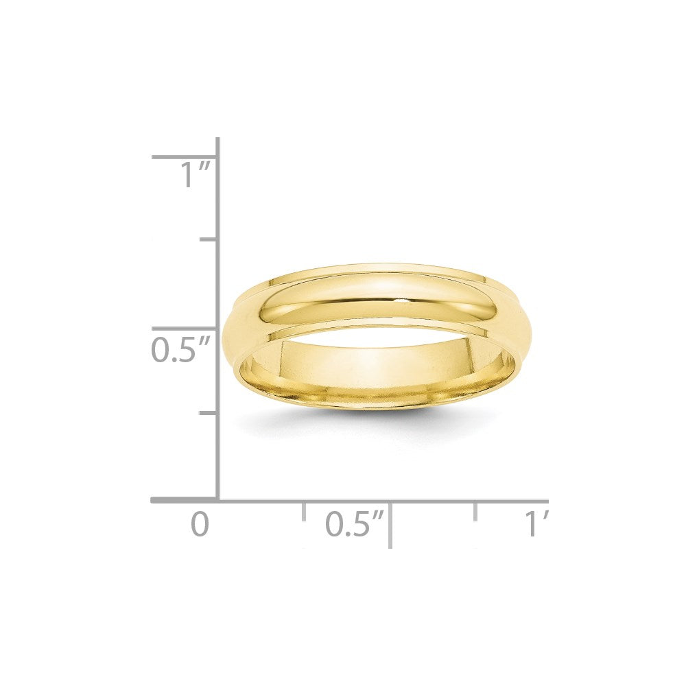 10k Yellow Gold 5mm Half Round with Edge Wedding Band Ring