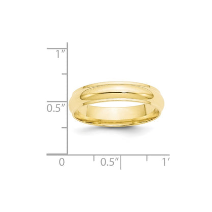 10k Yellow Gold 5mm Half Round with Edge Wedding Band Ring