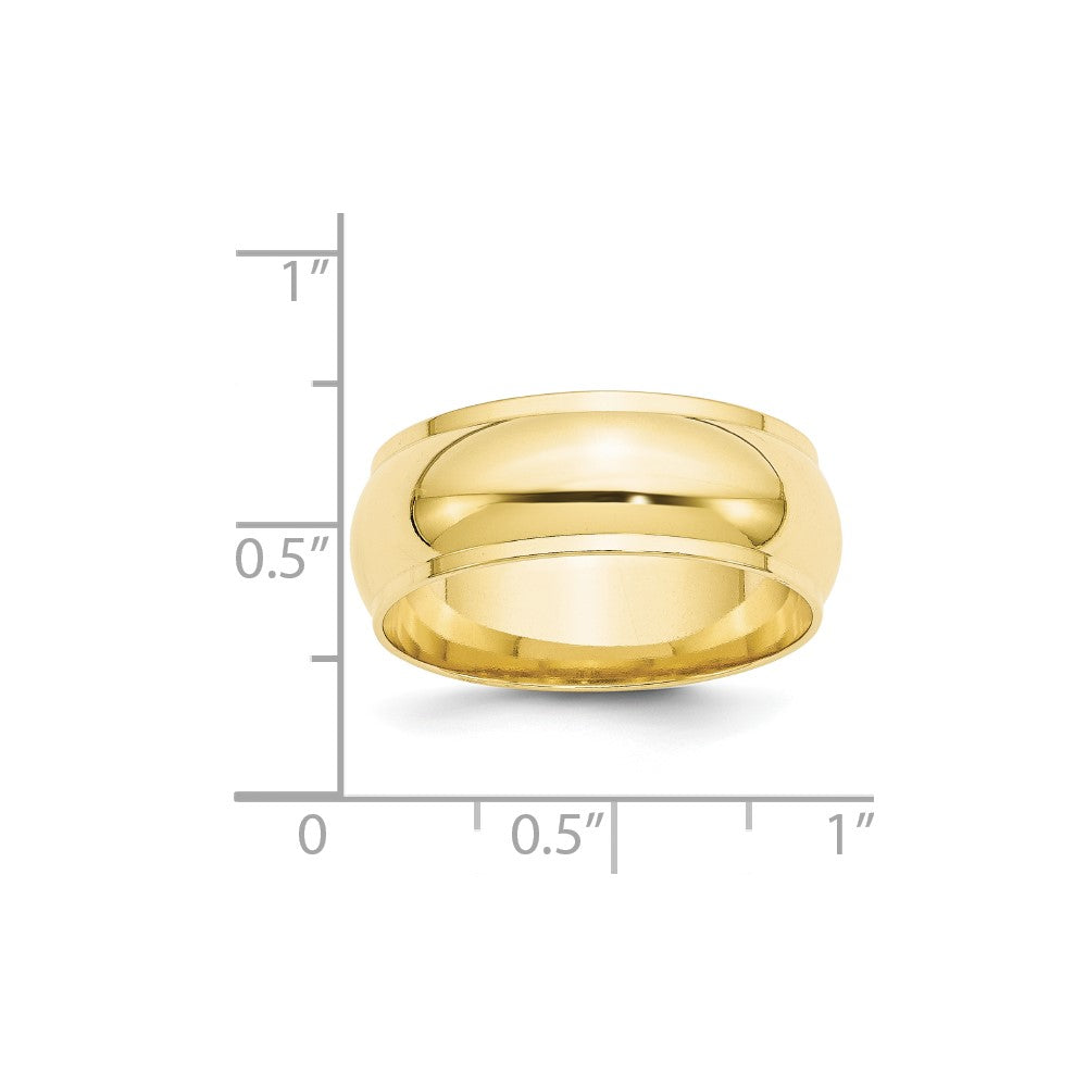 10k Yellow Gold 8mm Half Round with Edge Wedding Band Ring