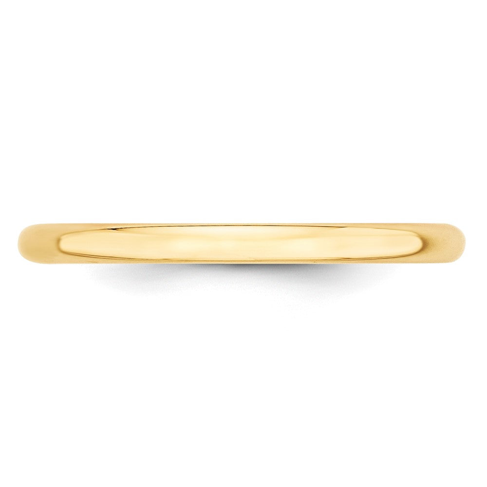 10K Yellow Gold 2mm Lightweight Half Round Wedding Band Size 12