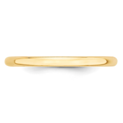 10K Yellow Gold 2mm Lightweight Half Round Wedding Band Size 6.5