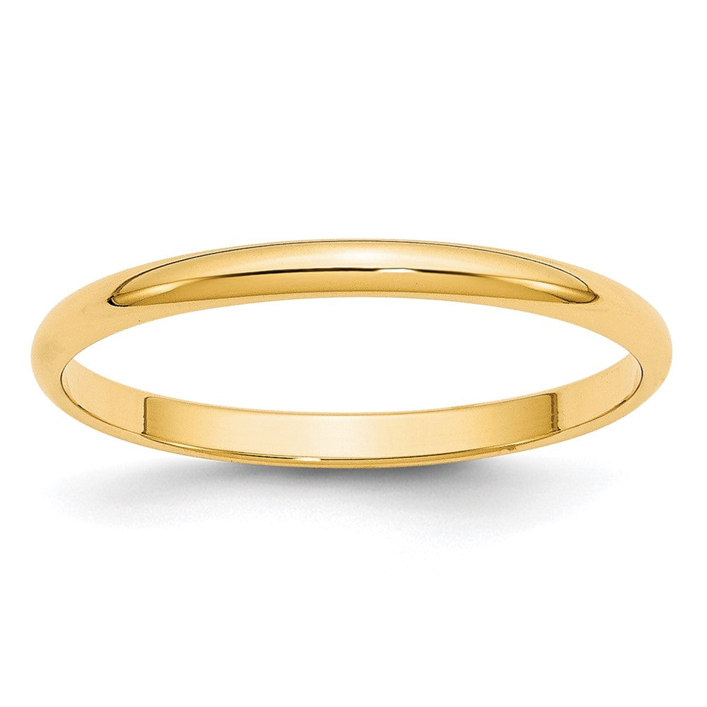 10K Yellow Gold 2mm Lightweight Half Round Wedding Band Size 6.5
