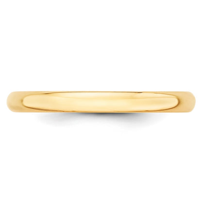 10K Yellow Gold 2.5mm Lightweight Half Round Wedding Band Size 8