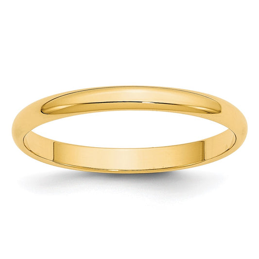 10K Yellow Gold 2.5mm Lightweight Half Round Wedding Band Size 11