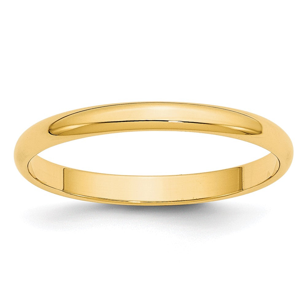 10K Yellow Gold 2.5mm Lightweight Half Round Wedding Band Size 8