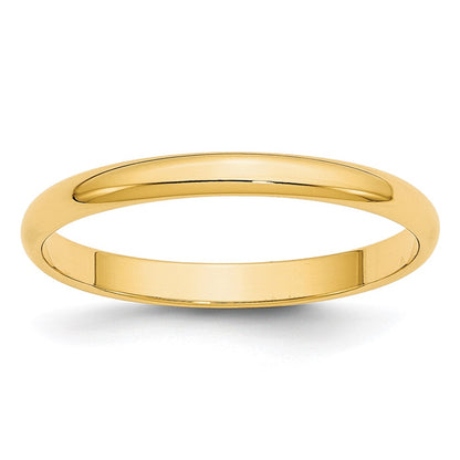 10K Yellow Gold 2.5mm Lightweight Half Round Wedding Band Size 8