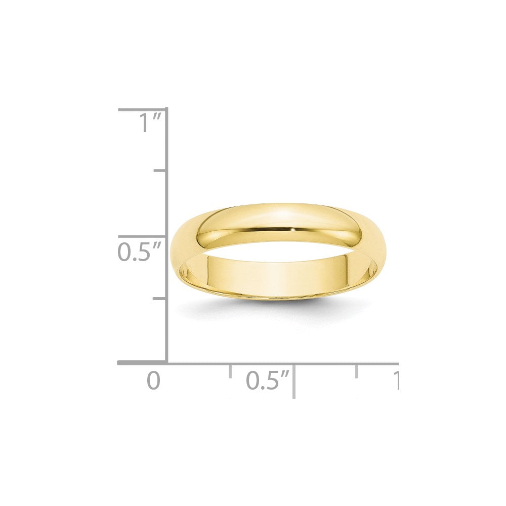 10K Yellow Gold 4mm Lightweight Half Round Wedding Band Size 13