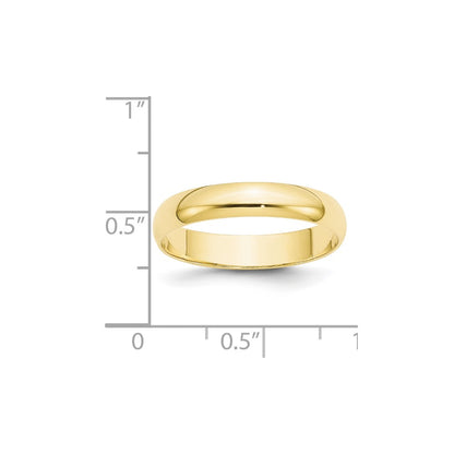 10K Yellow Gold 4mm Lightweight Half Round Wedding Band Size 13.5