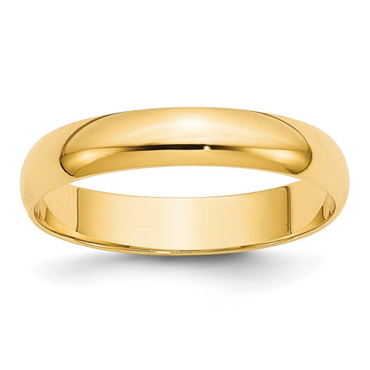 10K Yellow Gold 4mm Lightweight Half Round Wedding Band Size 13.5