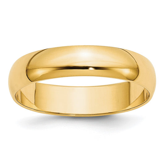 10K Yellow Gold 5mm Lightweight Half Round Wedding Band Size 14