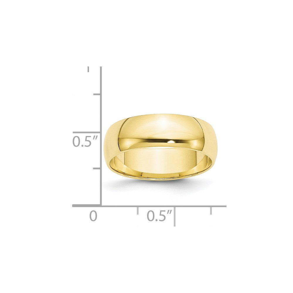 10K Yellow Gold 6mm Lightweight Half Round Wedding Band Size 12