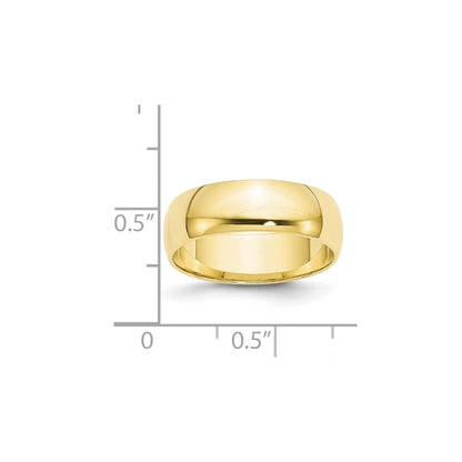 10K Yellow Gold 6mm Lightweight Half Round Wedding Band Size 12