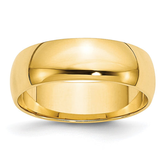 10K Yellow Gold 6mm Lightweight Half Round Wedding Band Size 7