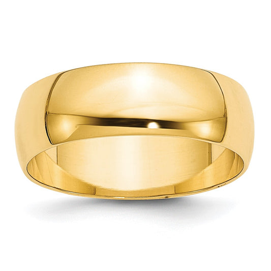 10K Yellow Gold 7mm Lightweight Half Round Wedding Band Size 10.5