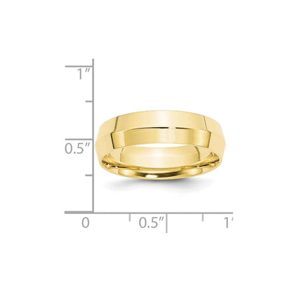 10k Yellow Gold 6mm Knife Edge Comfort Fit Wedding Band Ring
