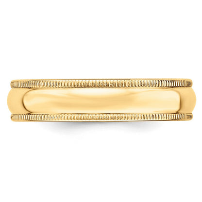 10k Yellow Gold 5mm Milgrain Half Round Wedding Band Ring