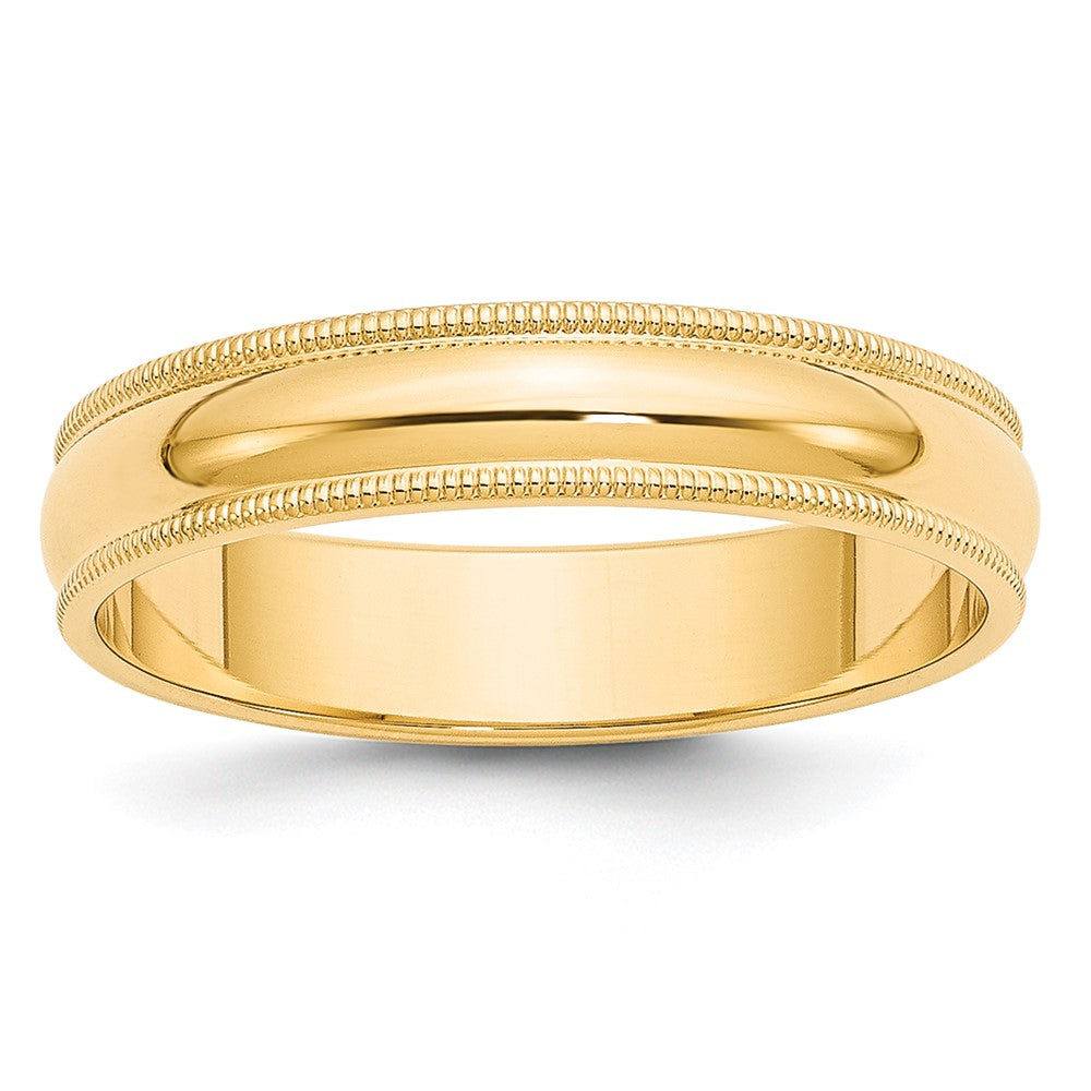10k Yellow Gold 5mm Milgrain Half Round Wedding Band Ring
