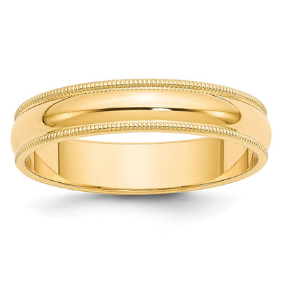 10k Yellow Gold 5mm Milgrain Half Round Wedding Band Ring