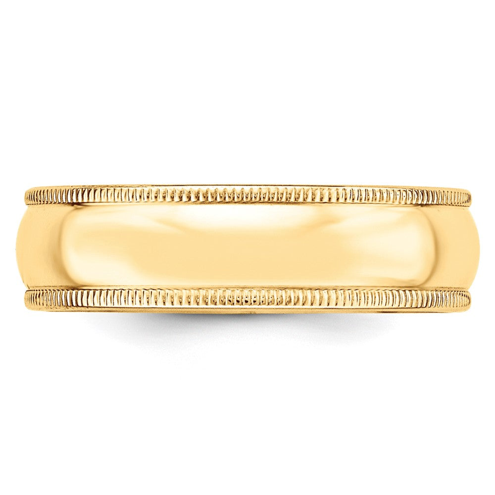 10k Yellow Gold 6mm Milgrain Half Round Wedding Band Ring