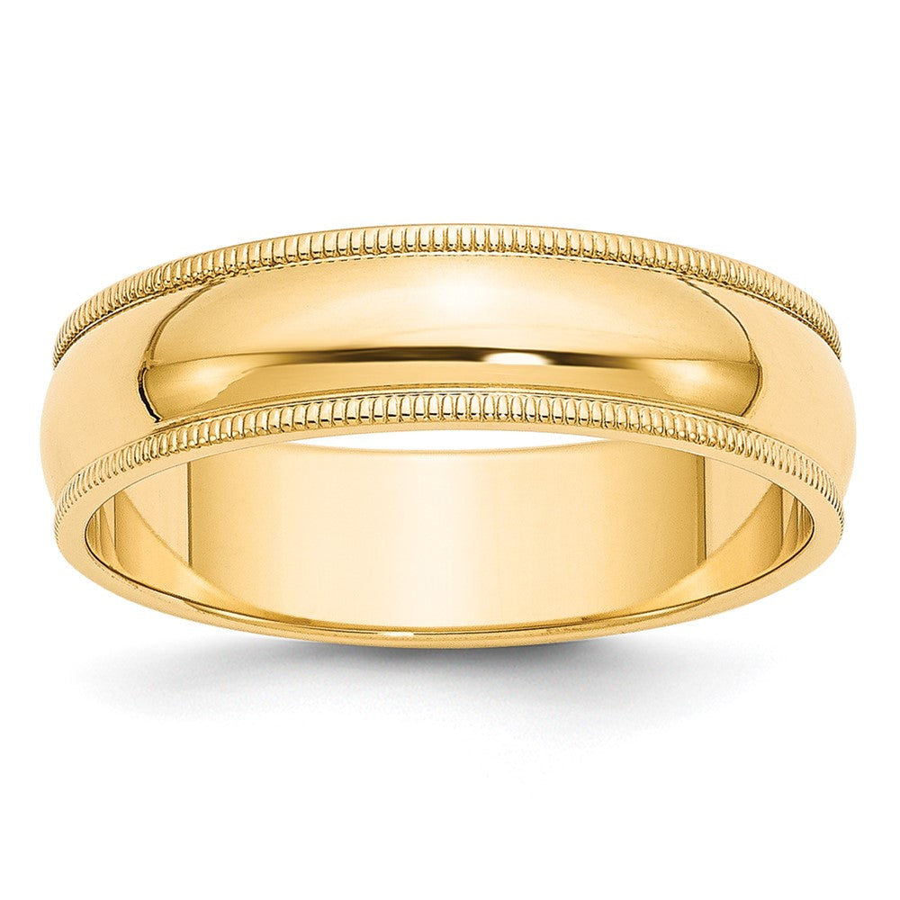 10k Yellow Gold 6mm Milgrain Half Round Wedding Band Ring