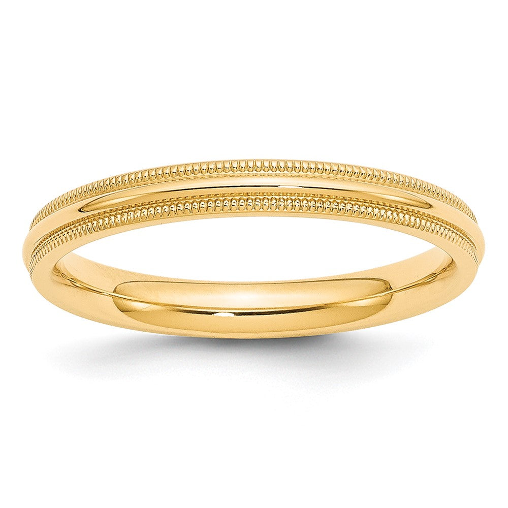 10k Yellow Gold 3mm Milgrain Half Round Comfort Fit Wedding Band Ring