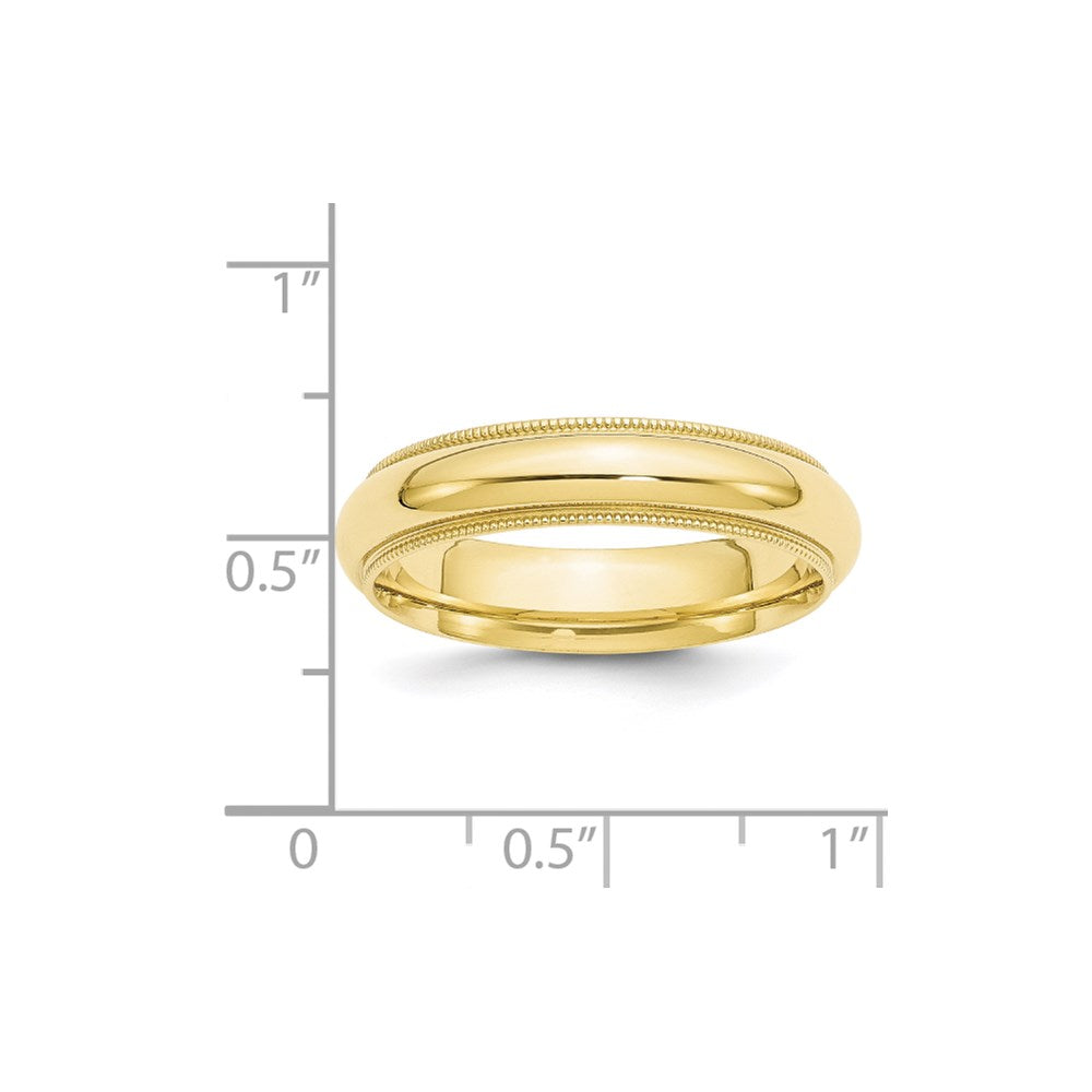 10k Yellow Gold 5mm Milgrain Half Round Comfort Fit Wedding Band Ring