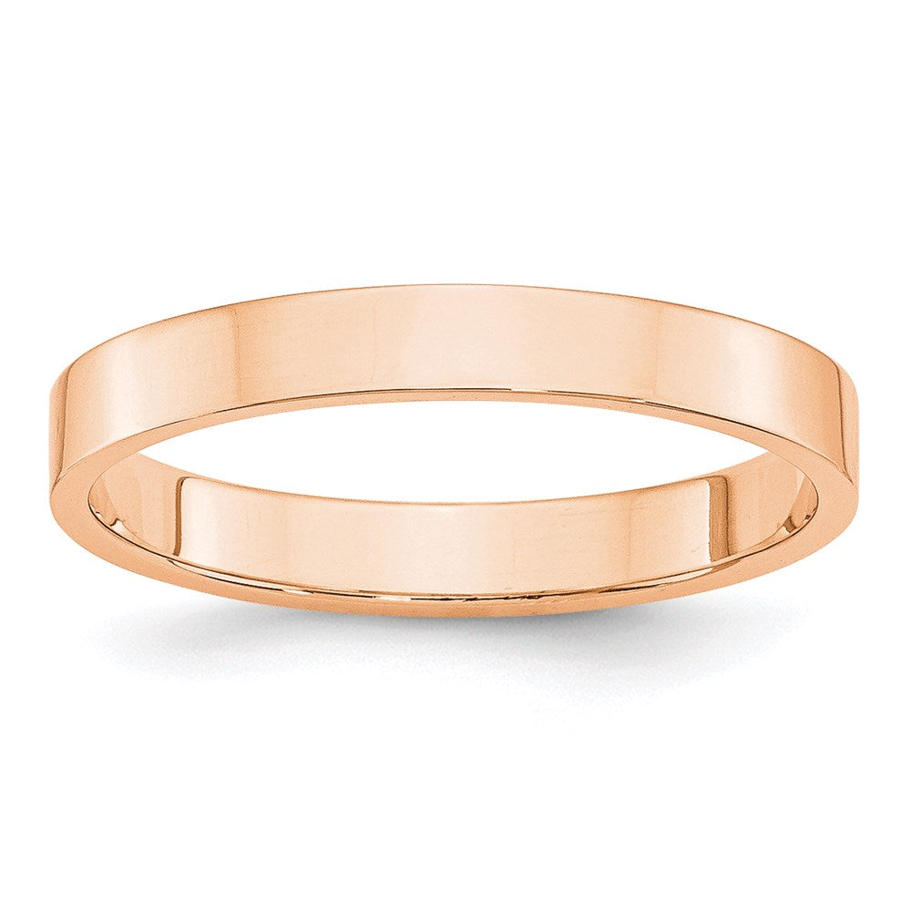 10k Rose Gold 3mm Lightweight Flat Wedding Band Ring