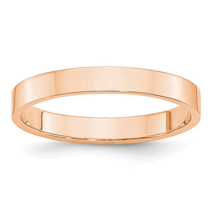 10k Rose Gold 3mm Lightweight Flat Wedding Band Ring