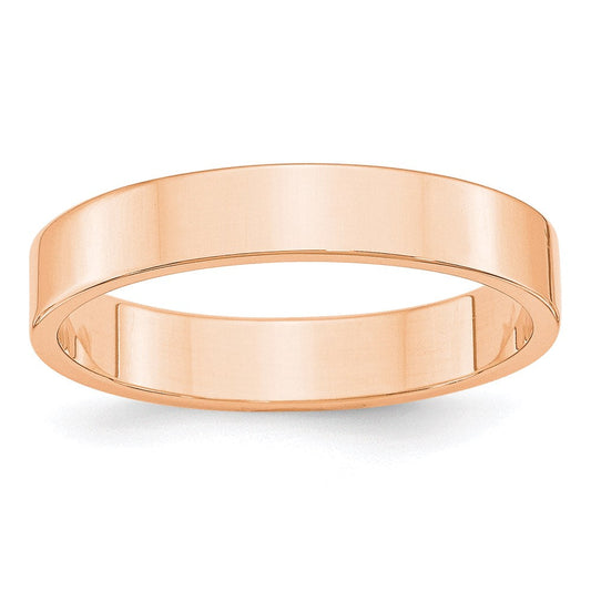 10k Rose Gold 4mm Lightweight Flat Wedding Band Ring