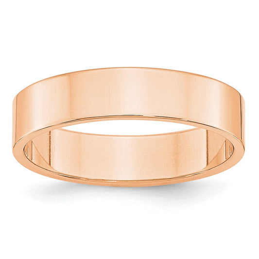 10k Rose Gold 5mm Lightweight Flat Wedding Band Ring