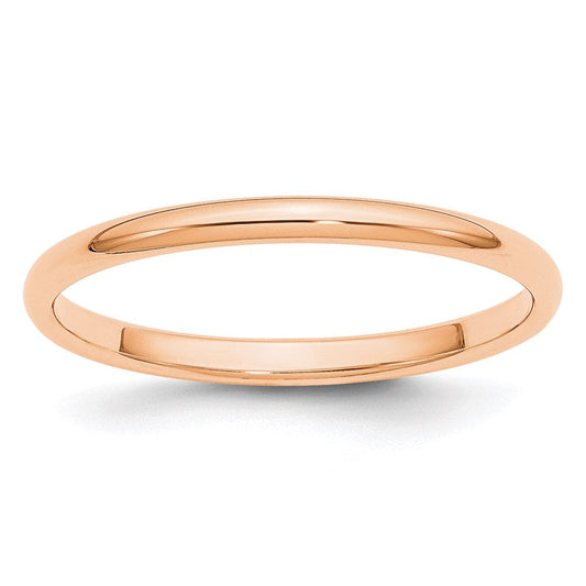 10k Rose Gold 2mm Half Round Wedding Band Ring